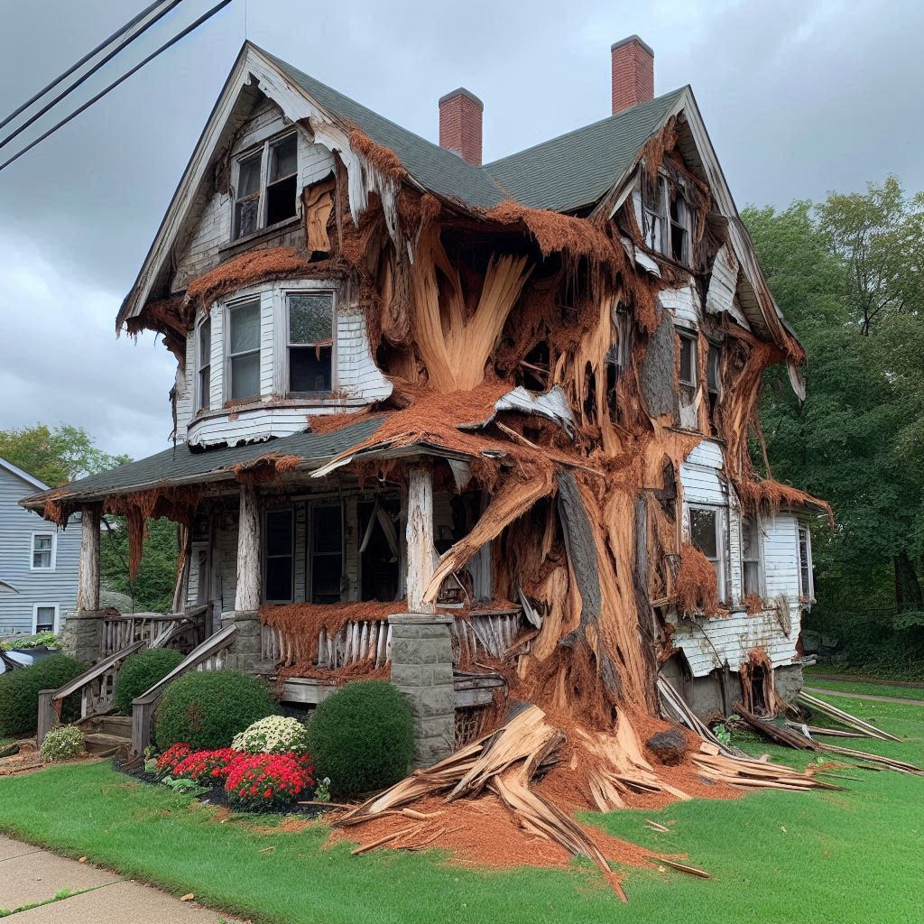 Signs Your Bedford Home Needs a Tree Inspection Damaged tree on an Bedford home showing signs of disease and decay